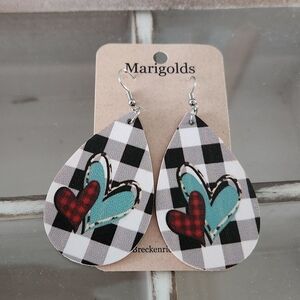 Handmade Teardrop Earrings with Heart Design